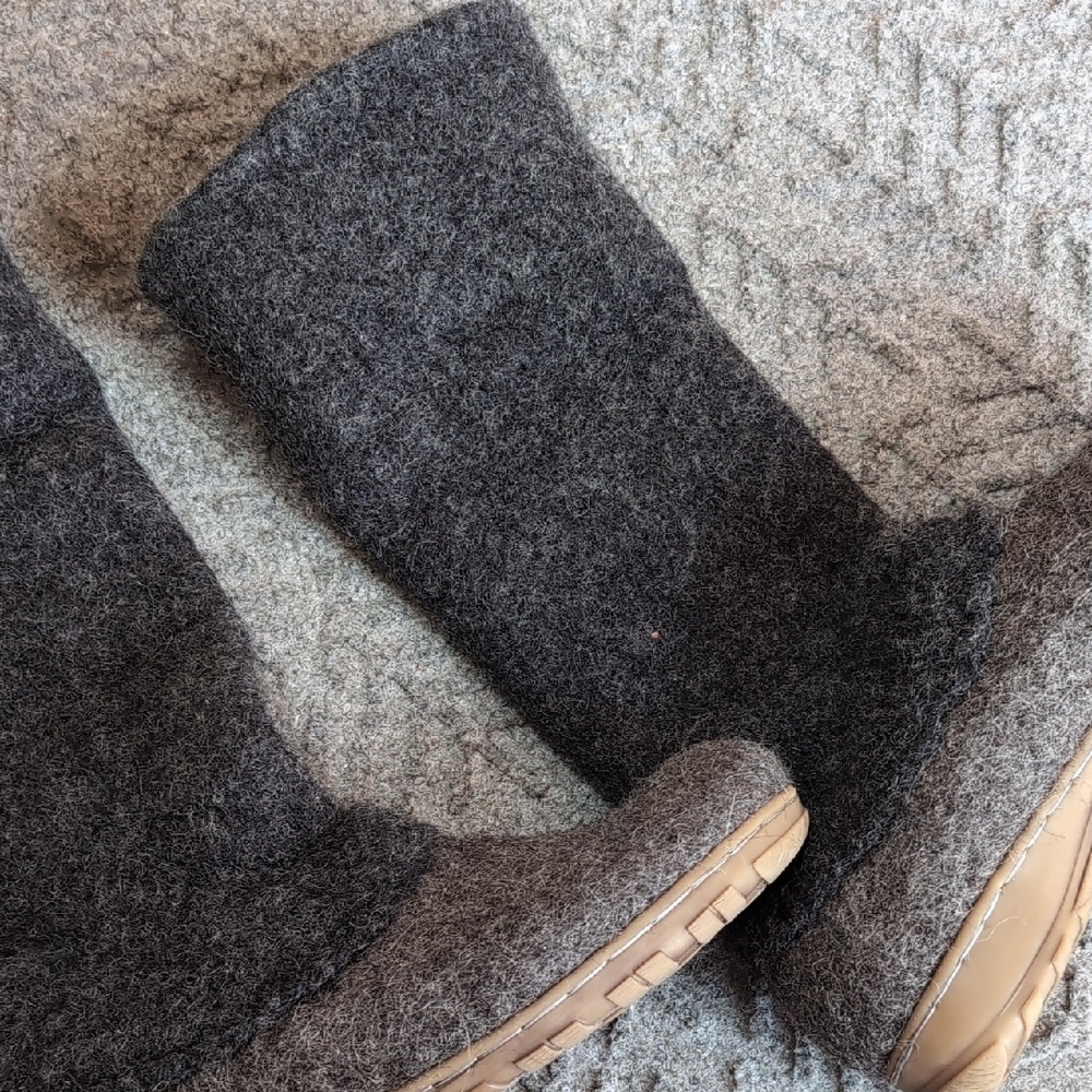 Gray Winter Boots Felt Wool